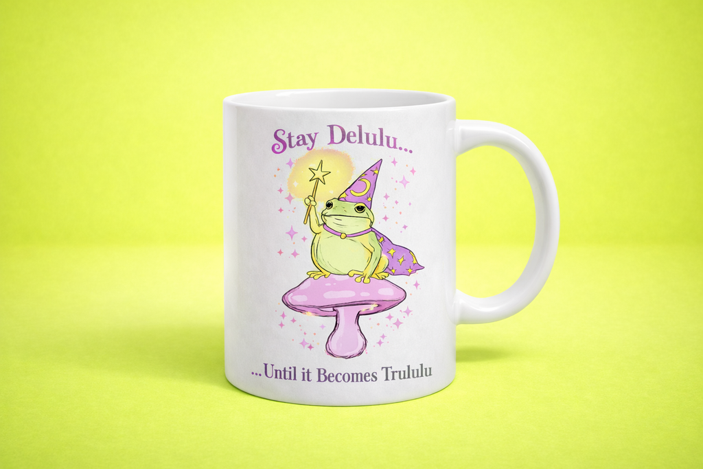 cute affirmation mug with tea and flower inside