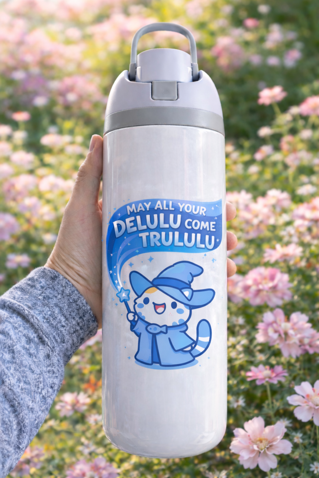 Owala Water Bottle White with Flip Lid – Easy Open, Premium Design | High Vibes
