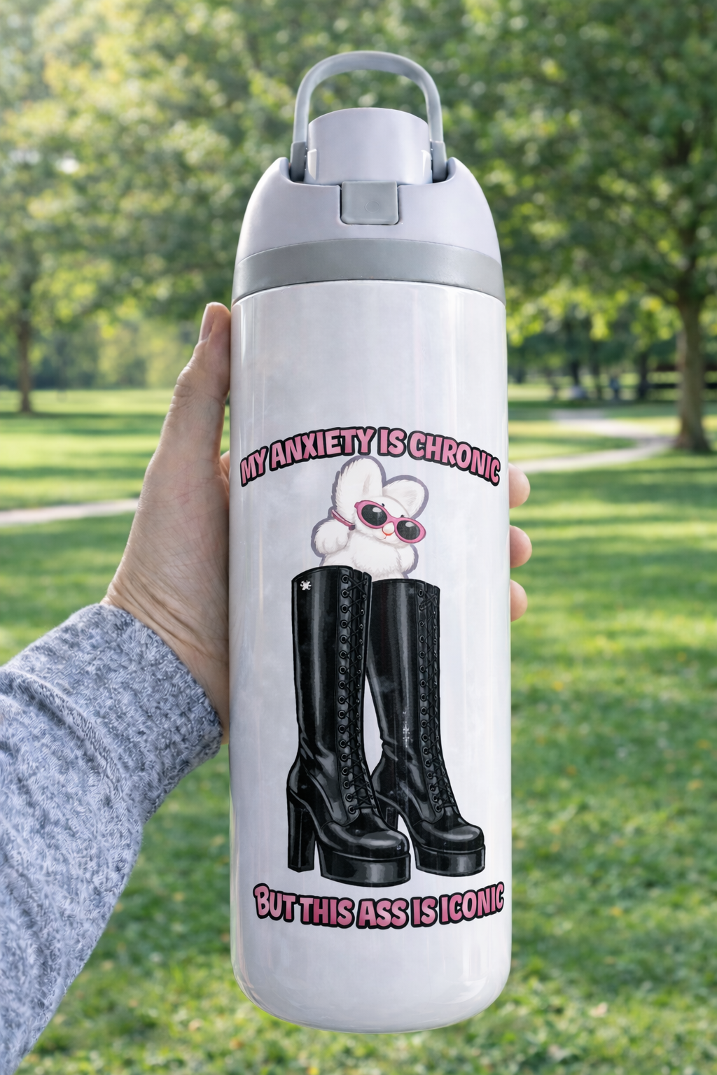 Owala Water Bottle White with Flip Lid – Easy Open, Premium Design | High Vibes (Copy)