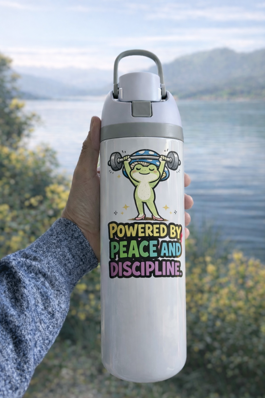 Owala Water Bottle White with Flip Lid – Easy Open, Premium Design | High Vibes