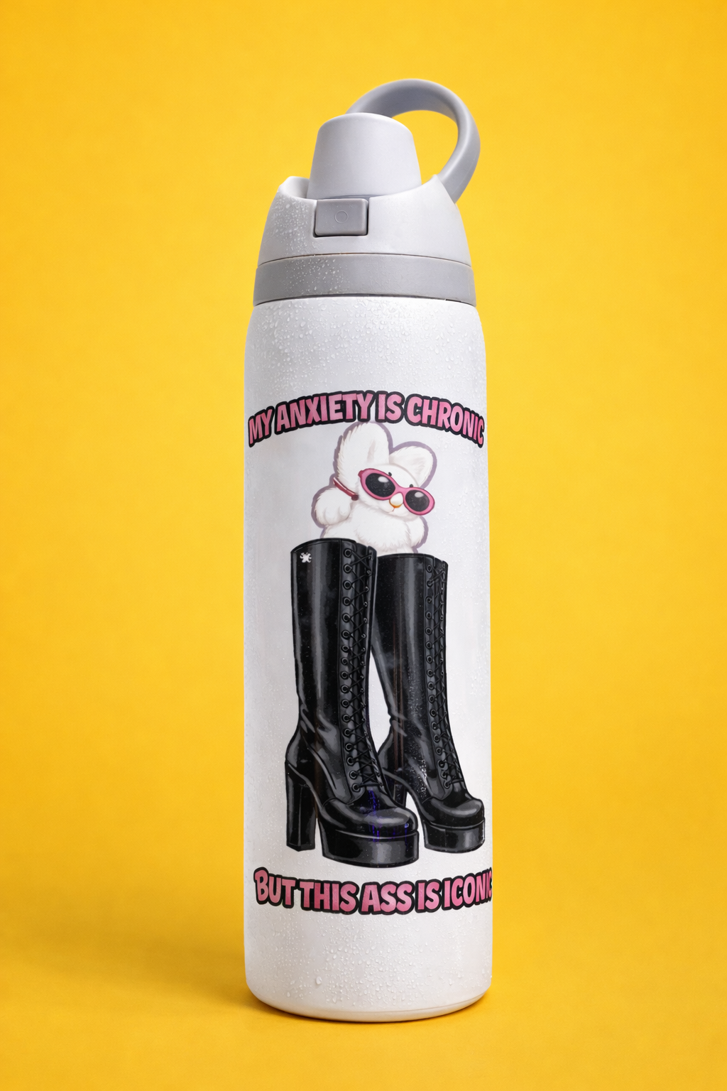 Owala Water Bottle White with Flip Lid – Easy Open, Premium Design | High Vibes (Copy)