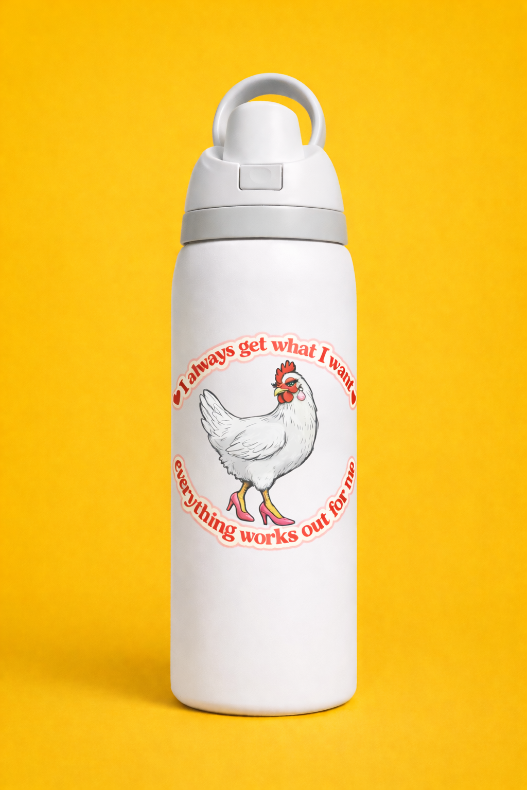 Owala Water Bottle White with Flip Lid – Easy Open, Premium Design | High Vibes