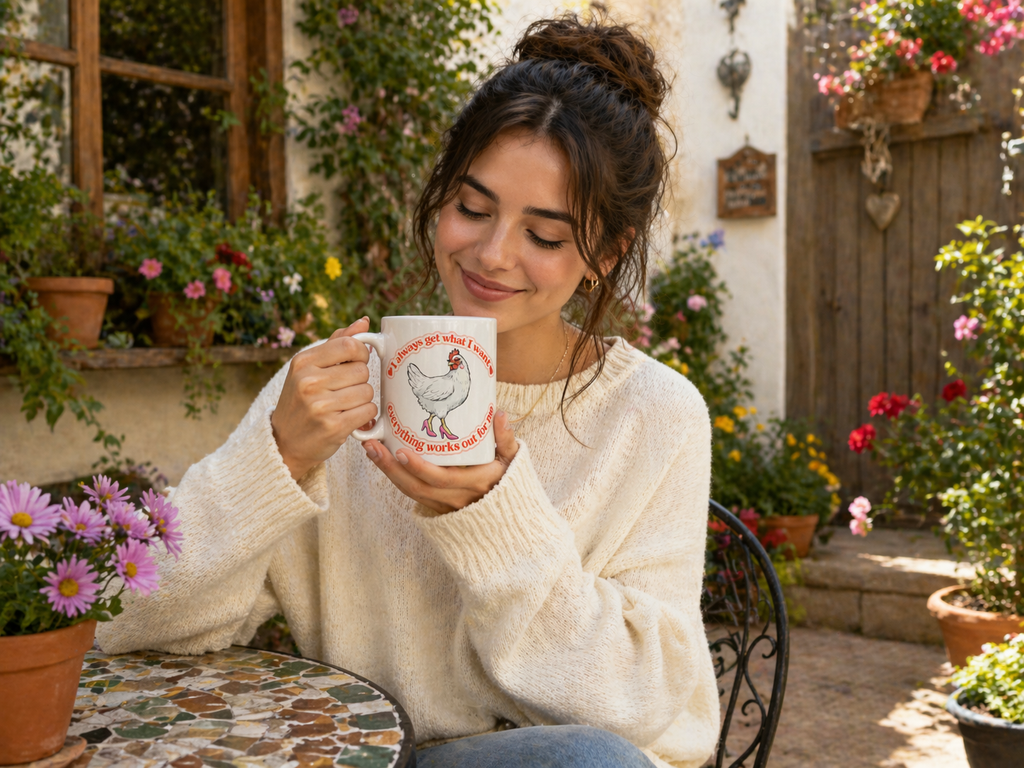High Vibes Affirmation Mug – “I Always Get What I Want / Everything Works Out for Me” | Cute Manifestation Coffee Cup