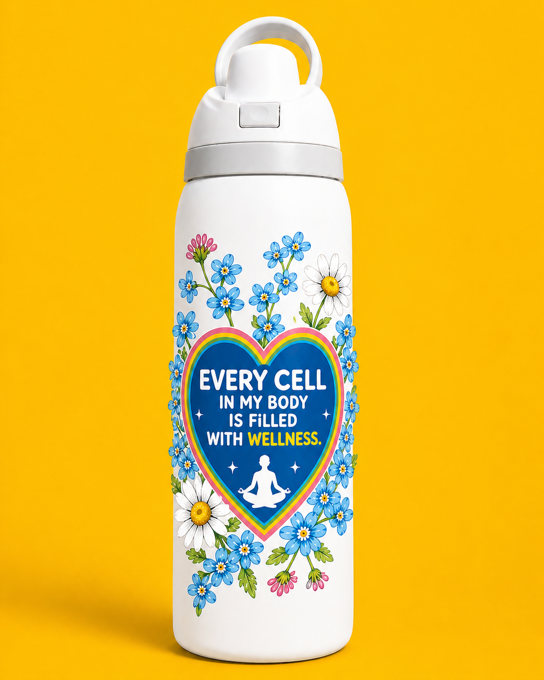 Owala Water Bottle White with Flip Lid – Easy Open, Premium Design | High Vibes